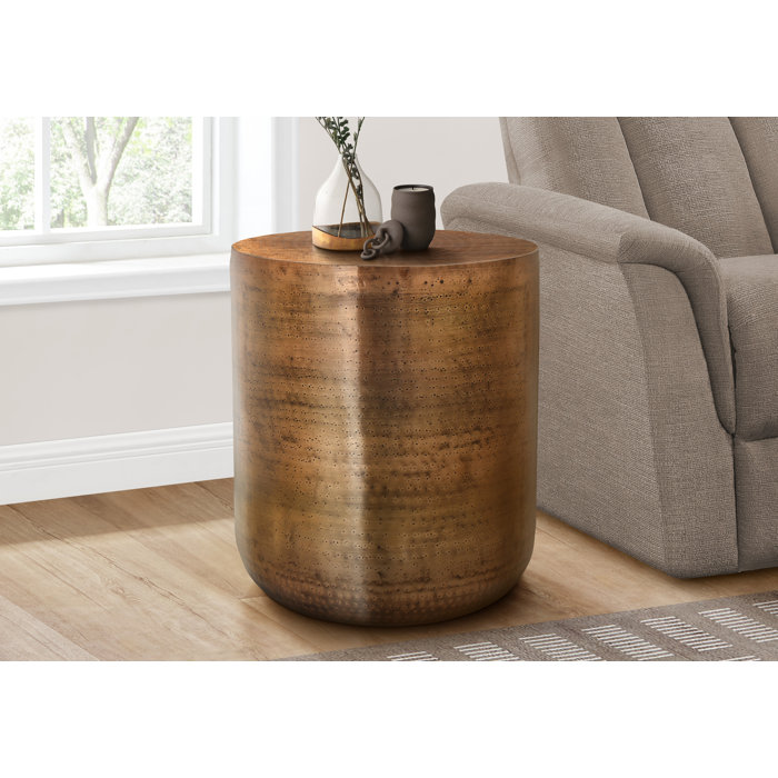 17 Stories Abdiwali Iron Drum End Table Wayfair